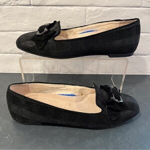 Alex Marie sz 7 black leather plaid embossed ballet flats with bowtie